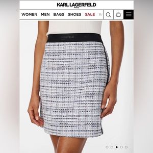 NWOT Karl Lagerfeld Paris multi tweed blue, black, white boucle skirt